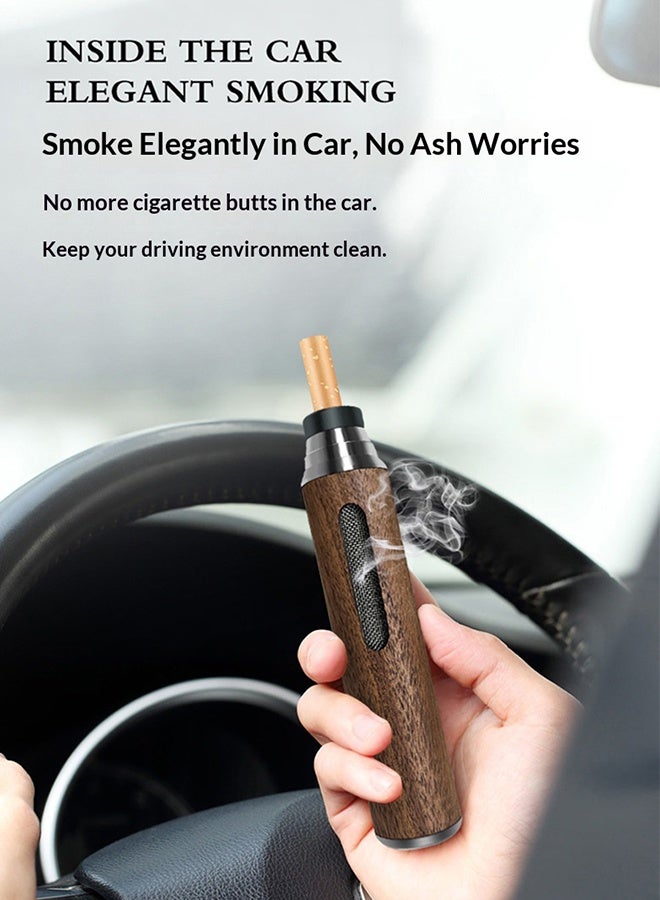 RESONIX Portable Car ashtray – Heat-Resistant Windproof Smoke ashtray with Cigarette holder, Large Capacity Compact Travel Smoke Container for Car, Office & Outdoor Use (Smoking Accessory, Wood Color) - Image 4
